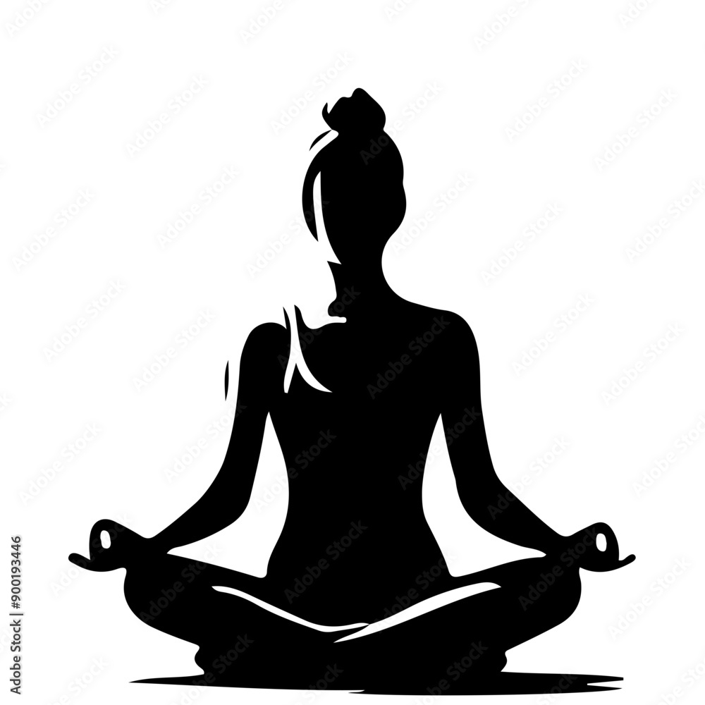 Silhouette of a Woman Meditating in Lotus Pose Silhouette of a Woman Meditating in Lotus Pose