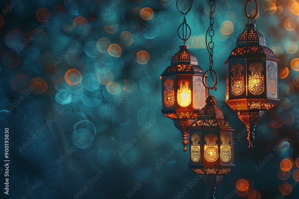 3d illustration Arabic lantern with burning candle glowing at night Muslim holy month Ramadan. 3d illustration Arabic lantern with burning candle glowing at night Muslim holy month Ramadan.