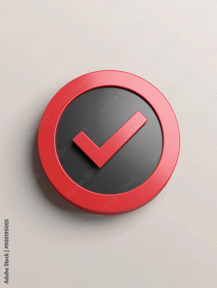 3D Lifelike tick symbol graphic. 3D Lifelike tick symbol graphic.