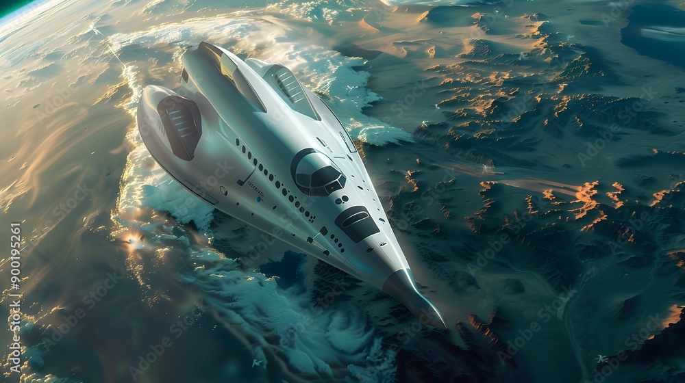 Fototapeta premium Space Shuttle Design for Fast, Modern Transportation in the Future.