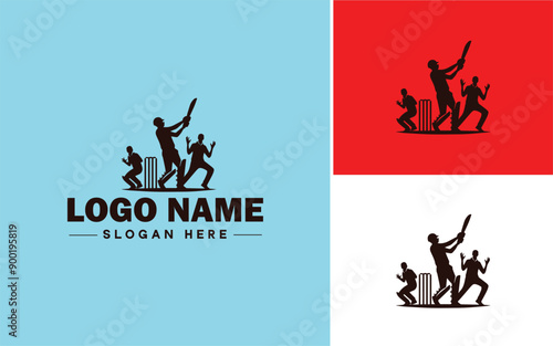 Cricket team icon Cricket XI Cricket side Cricket squad flat logo sign symbol editable vector