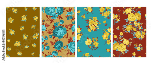 Seamless pattern with vintage roses for summer dress fabrics