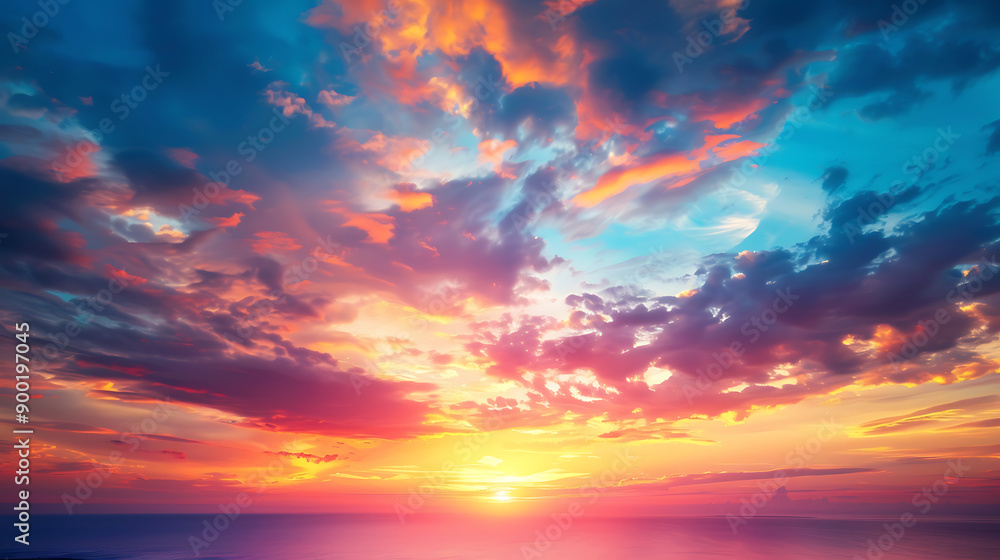 Fototapeta premium Background of colorful sky concept: Dramatic sunset with twilight color sky and clouds
