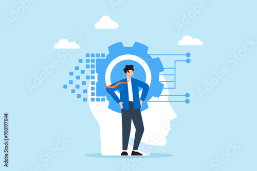 Digital transformation, guiding companies through technological changes, innovation concept vector illustration. Business analysts implementing new tools and platforms