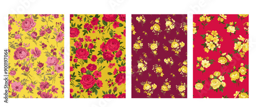 Seamless pattern with vintage roses for summer dress fabrics
