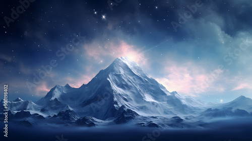 Wallpaper Mural snow mountain nebula sky night summer Torontodigital.ca