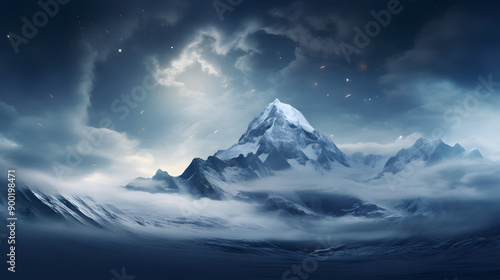 Wallpaper Mural snow mountain nebula sky night summer Torontodigital.ca