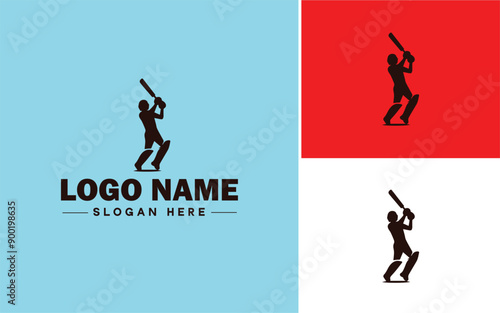 Cricket team icon Cricket XI Cricket side Cricket squad flat logo sign symbol editable vector