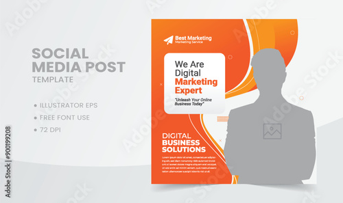 Digital marketing social media post, web banner, post template or banner design template