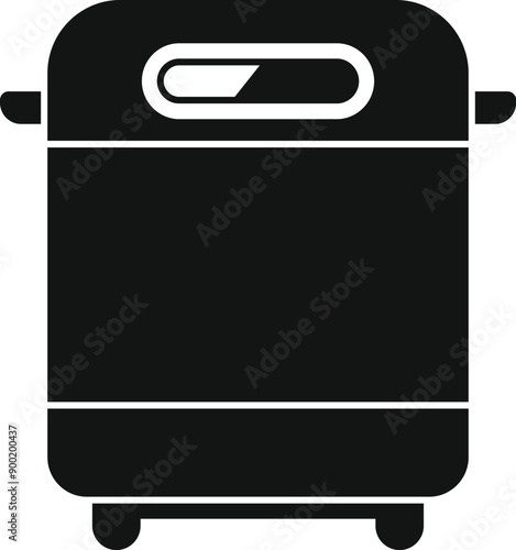 Black simple style icon of a modern multicooker showing cooking process