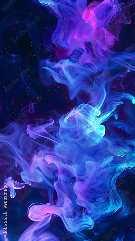 Obraz premium noctilucent opalescence, neon glow in the dark ink splatter, smoke organic shapes, colorful iridescence and opaline effect