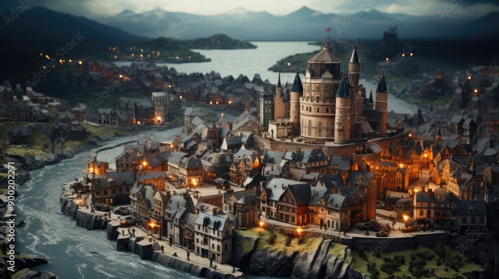 Naklejka premium A vintage game map with castle