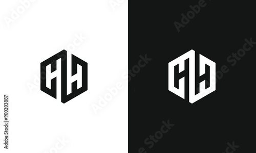 A AA hexagon geometric logo template
