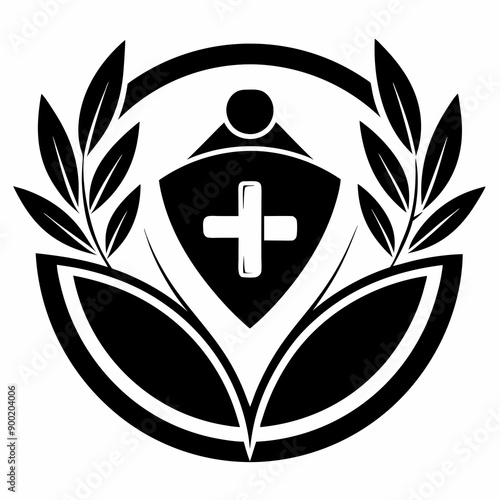 coat of arms with wings for hospital vector illustration 