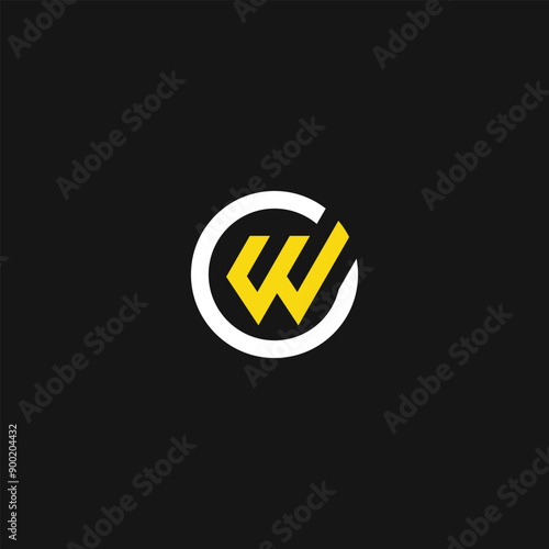 Monogram c w cw wc initial bold luxury logo template for gym sport futuristic technology brand business. Combination letter alphabet for personal branding travel fashion beauty