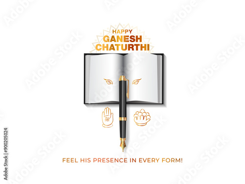 Ceative concept of Happy Ganesh Chaturthi. India Lord Ganesha vector illustration