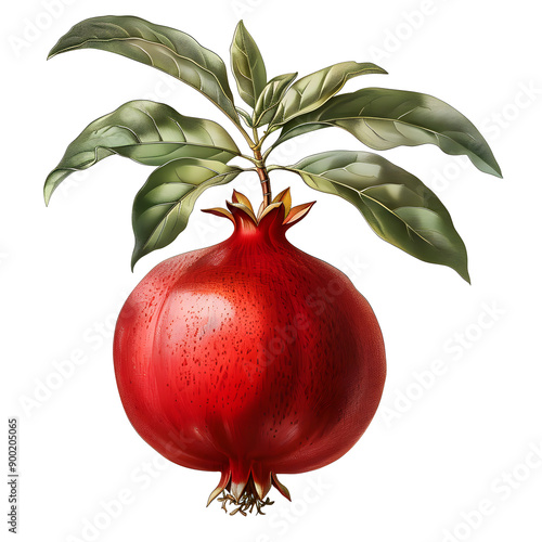  Illustration of Pomegranate Isolated on white and transparent background