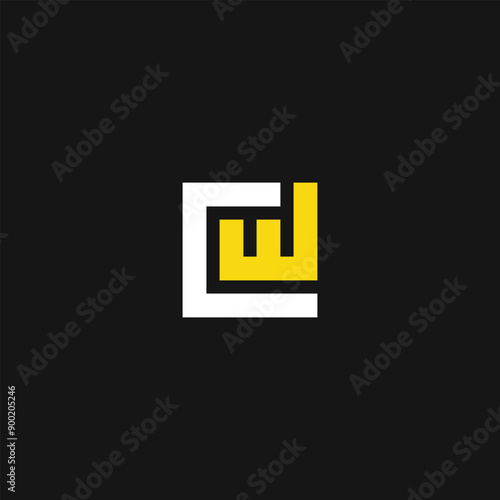 Monogram c w cw wc initial bold luxury logo template for gym sport futuristic technology brand business. Combination letter alphabet for personal branding travel fashion beauty