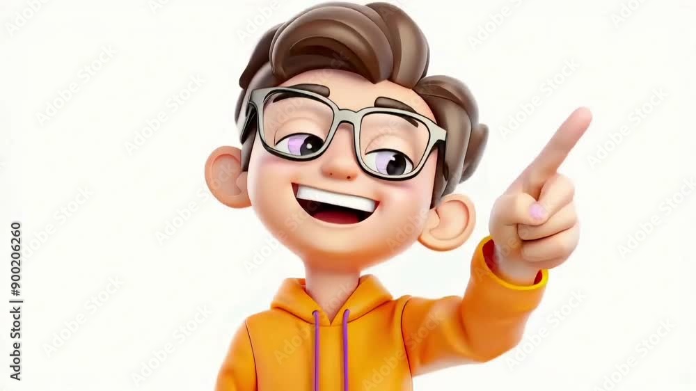 3D icon people kawaii cartoon of a smiling man points with index finger. Bright portrait of a teenage character isolated background transparent 3D icon people kawaii cartoon of a smiling man points with index finger. Bright portrait of a teenage character isolated background transparent