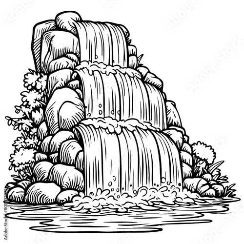 Cascade Sketch Drawing.