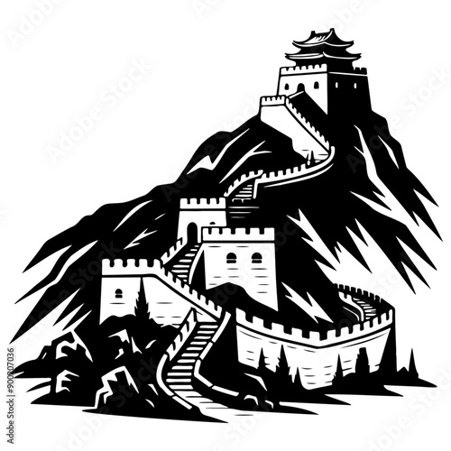China Great Wall Illustration.