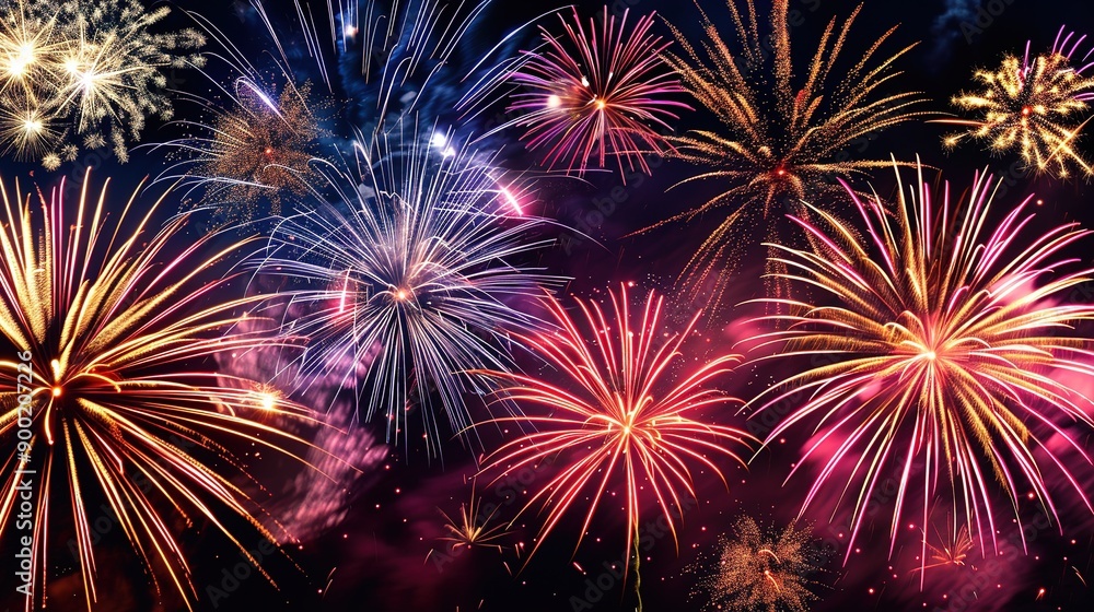 Midnight Skies Illuminated by Fireworks: A Spectacle of Light and Color Celebrating the Night Midnight Skies Illuminated by Fireworks: A Spectacle of Light and Color Celebrating the Night
