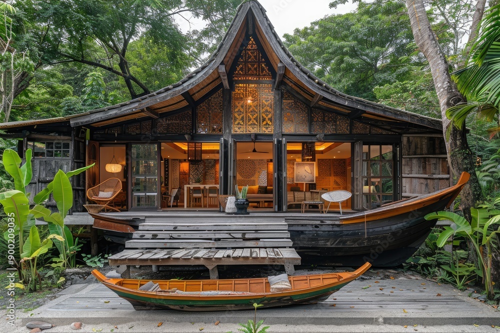 Rustic wooden house on tropical beach, serene landscape. Rustic wooden house on tropical beach, serene landscape.
