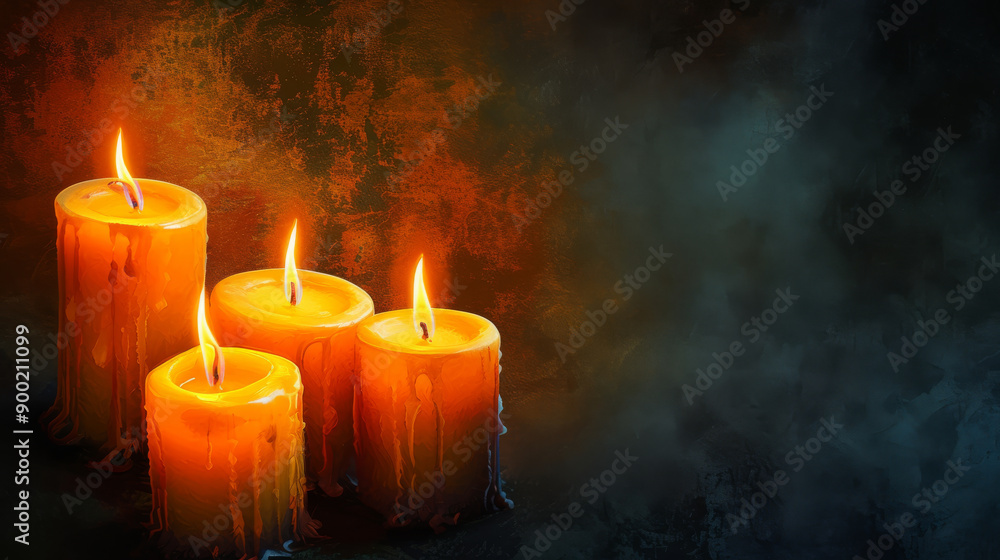 Four lit candles in a dark background Four lit candles in a dark background