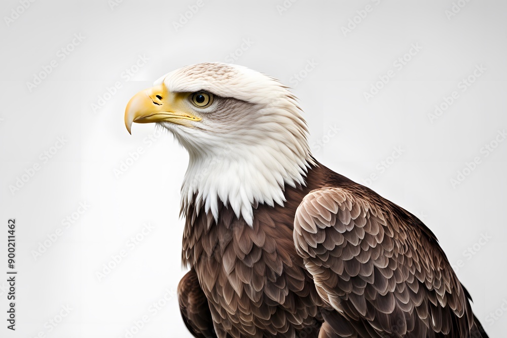 Fototapeta premium Eagle standing against white background. Ai Generated