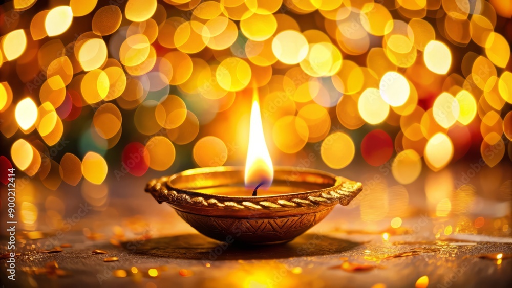 Diwali Festival with Burning Diya and Golden Bokeh. Diwali Festival with Burning Diya and Golden Bokeh.