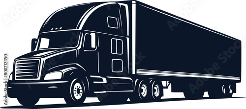 trailer truck on the road, cargo trucking  transportation vector illustration
