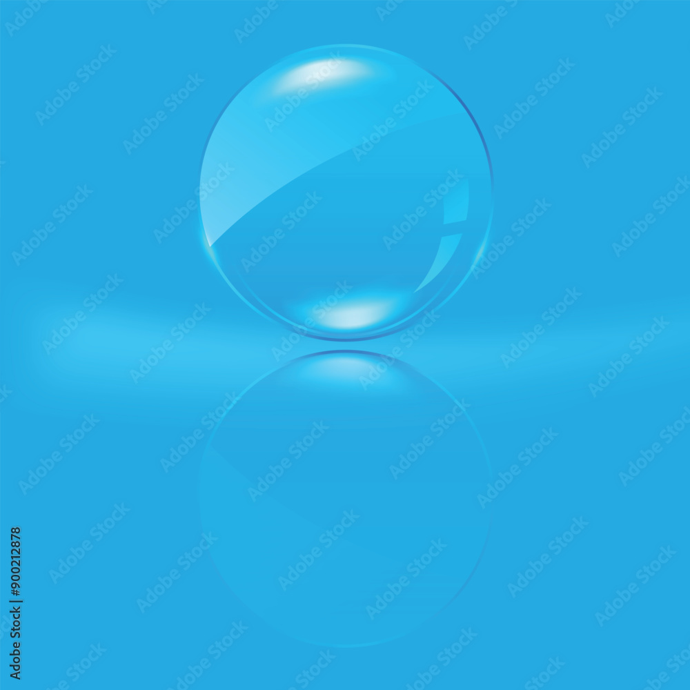 A bubble on blue background with reflection A bubble on blue background with reflection