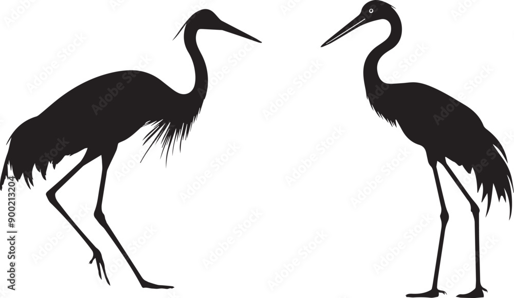 Silhouette of crane bird, animal vector Silhouette of crane bird, animal vector