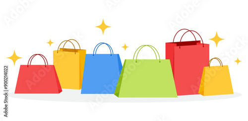 Border shopping bag sparkle flash sale discount goodie bag illustration