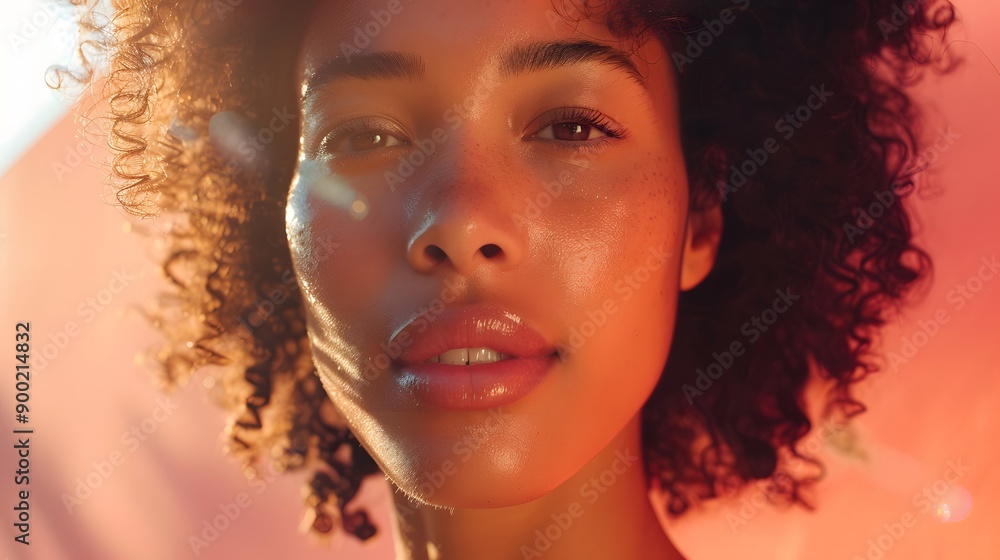 Obraz premium Pretty woman portrait. Beautiful female face, clear skin. Skincare and facial treatment concept. 