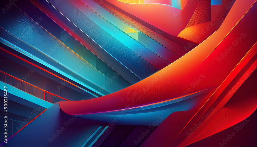 Colorful abstract background with red, blue, and green architectural elements Colorful abstract background with red, blue, and green architectural elements