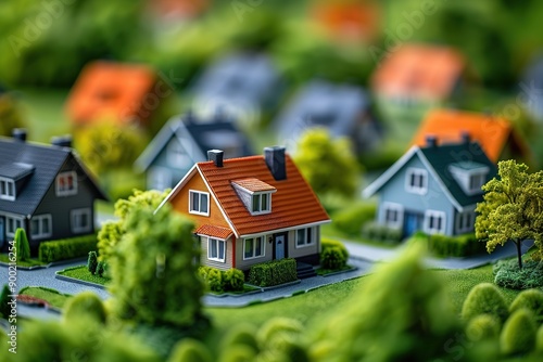 Wallpaper Mural Miniature colorful houses in model community with greenery Torontodigital.ca