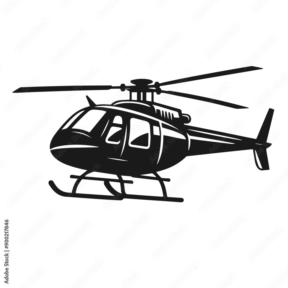 Clean Black and white vector silhouette of a Helicopter on white background Clean Black and white vector silhouette of a Helicopter on white background