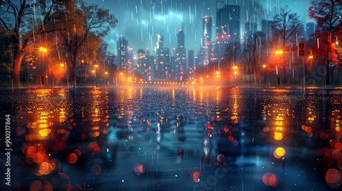 banner realistic photo of beautiful city during the night