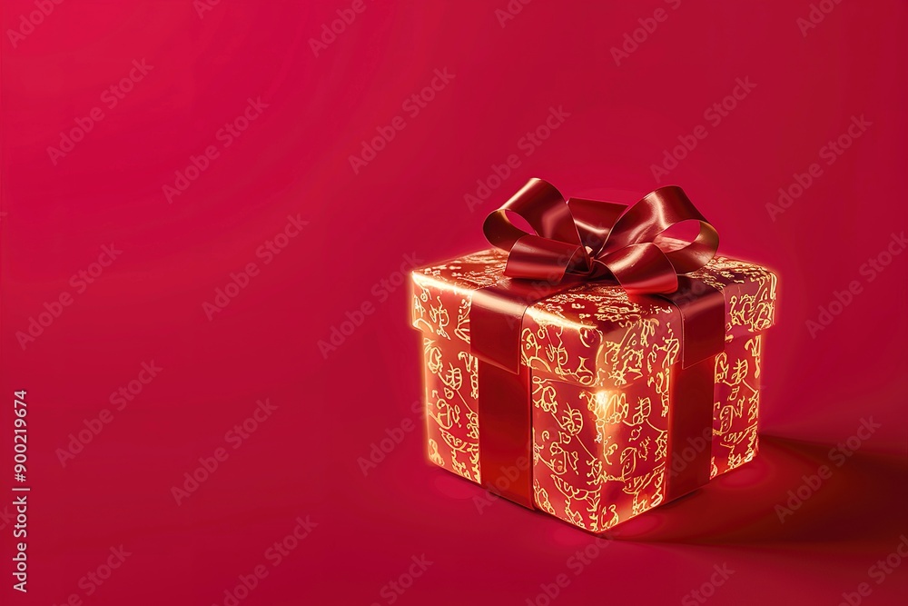 A visually striking image of a beautifully wrapped red gift box A visually striking image of a beautifully wrapped red gift box