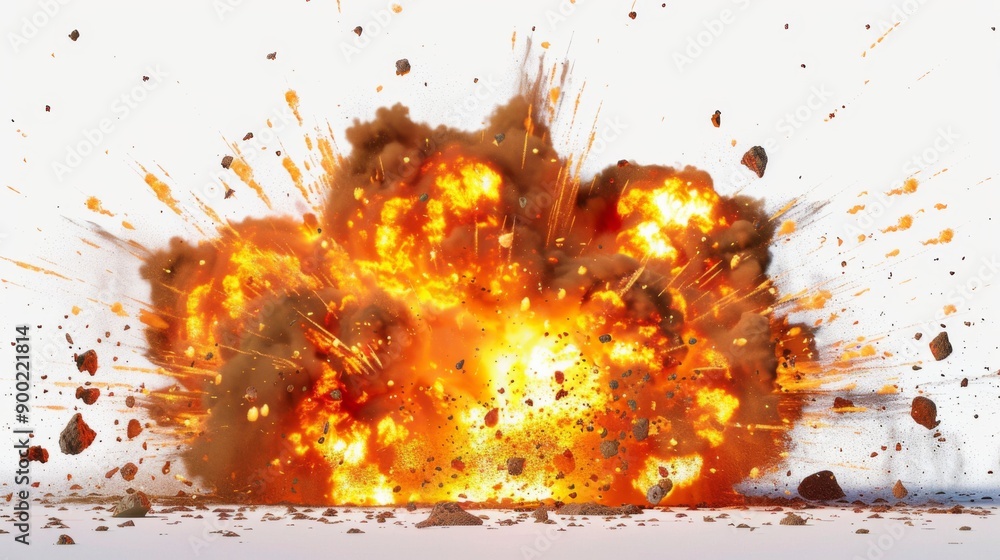 massive explosion, flames and shockwave everywhere, Pure background massive explosion, flames and shockwave everywhere, Pure background