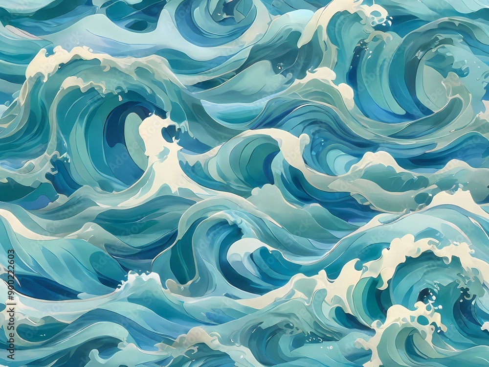 Design a pattern featuring aqua blue waves, capturing the movement of water.
Design a pattern featuring aqua blue waves, capturing the movement of water.