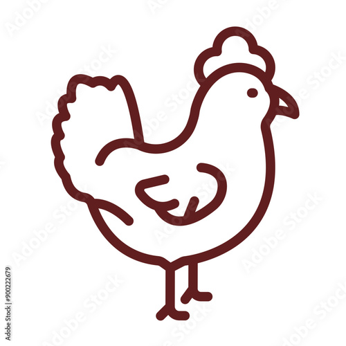 Chicken Vector Line Maroon Design