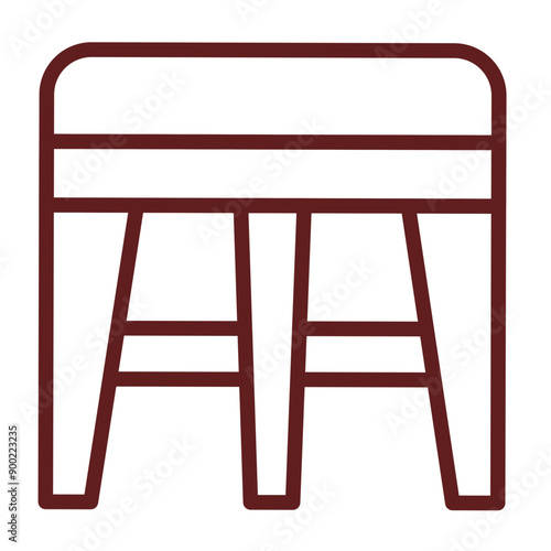 Stool Vector Line Maroon Design