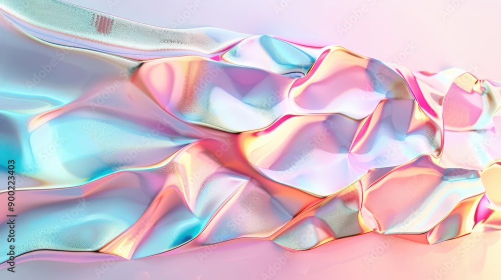 An artistic holo abstract 3D texture featuring asymmetrical and fractal patterns, with glossy and iridescent materials on a minimalist backdrop An artistic holo abstract 3D texture featuring asymmetrical and fractal patterns, with glossy and iridescent materials on a minimalist backdrop