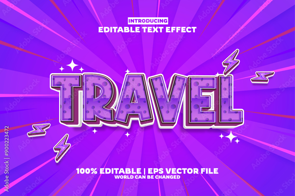 Fototapeta premium Travel editable text effect in new modern trend style