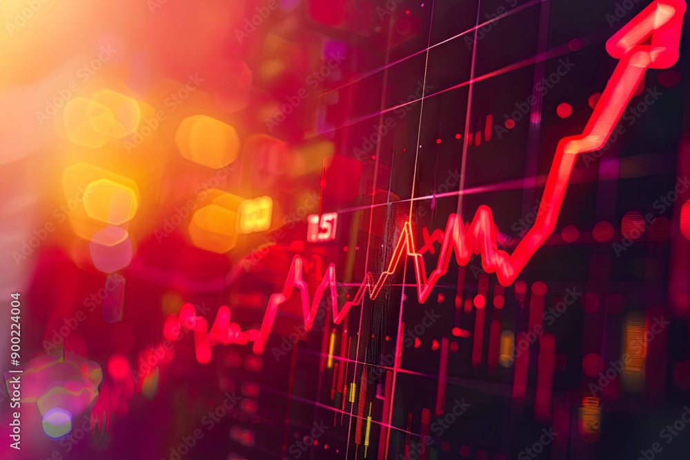 Red Upward Trend Stock Market Chart. Red Upward Trend Stock Market Chart.