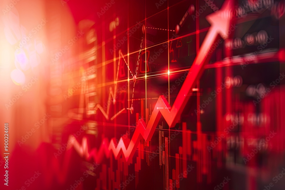 Red Rising Stock Market Chart Arrow. Red Rising Stock Market Chart Arrow.