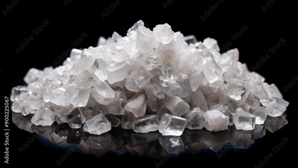 Salt crystals displayed against a black background, with a clipping path included in the file Salt crystals displayed against a black background, with a clipping path included in the file