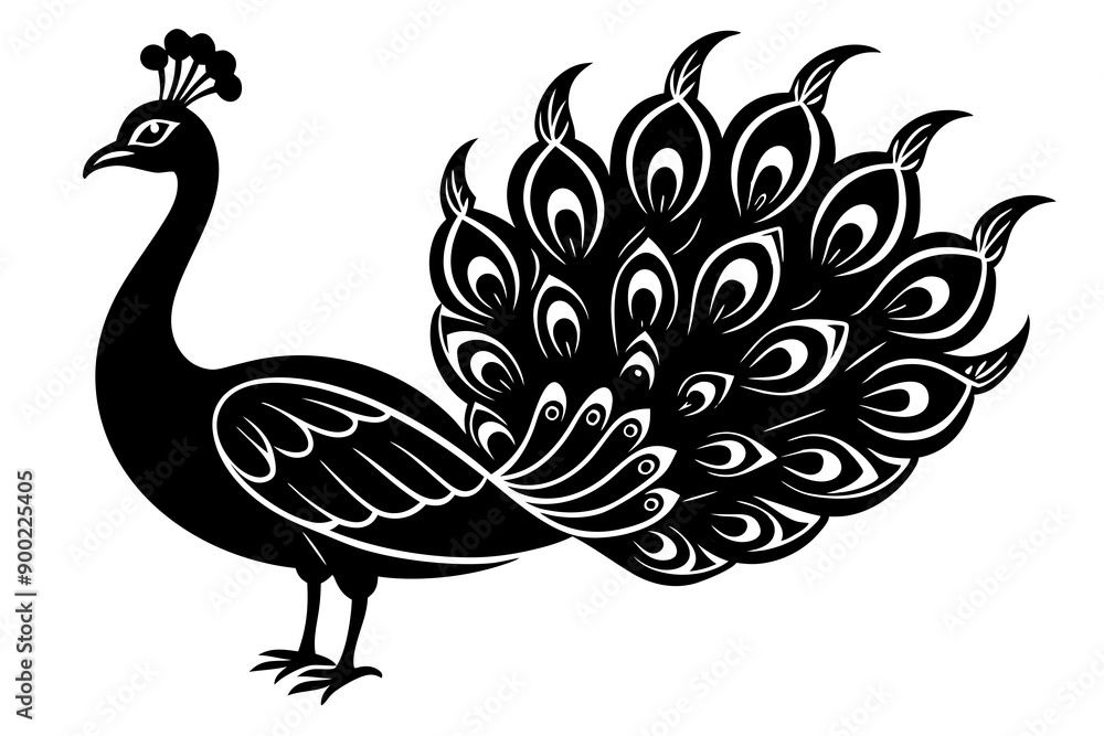 Fototapeta premium Peacock bird vector silhouette, Peacock bird icon vector illustration